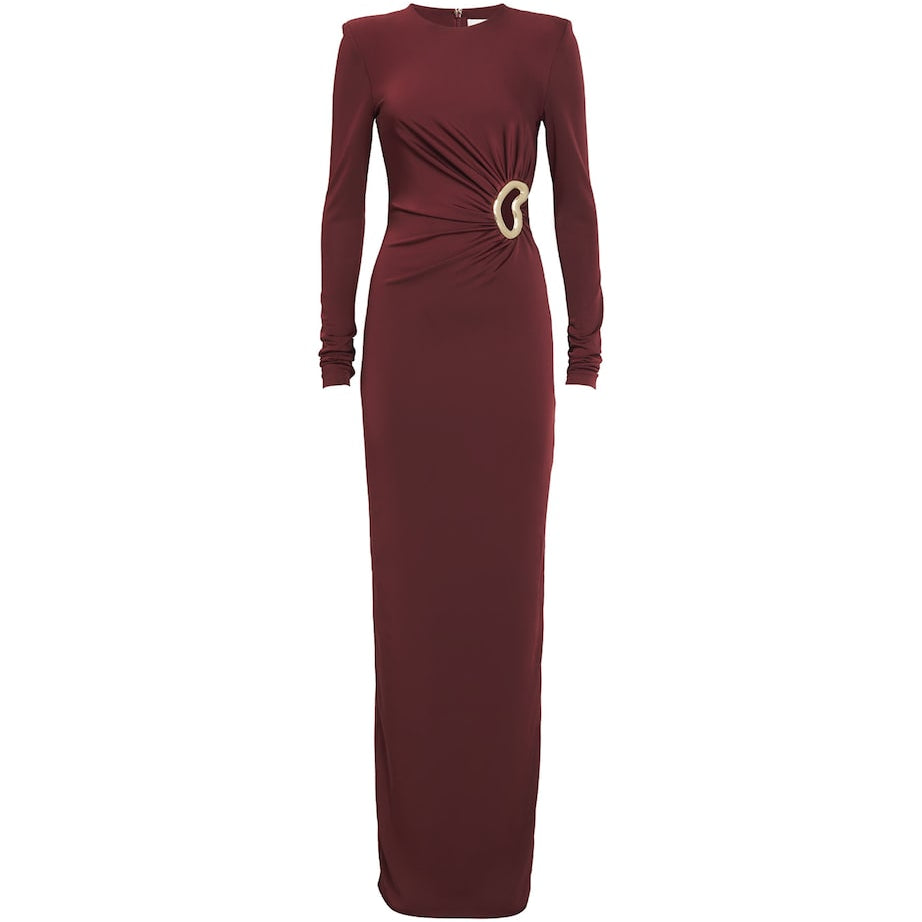 Rebecca Vallance Burgundy Cut-Out Mischa Maxi Dress