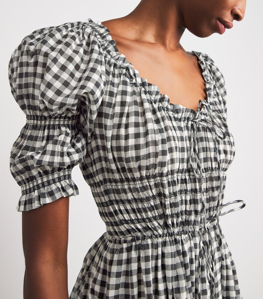 DÔEN Multi Organic Cotton Gingham Ischia Midi Dress