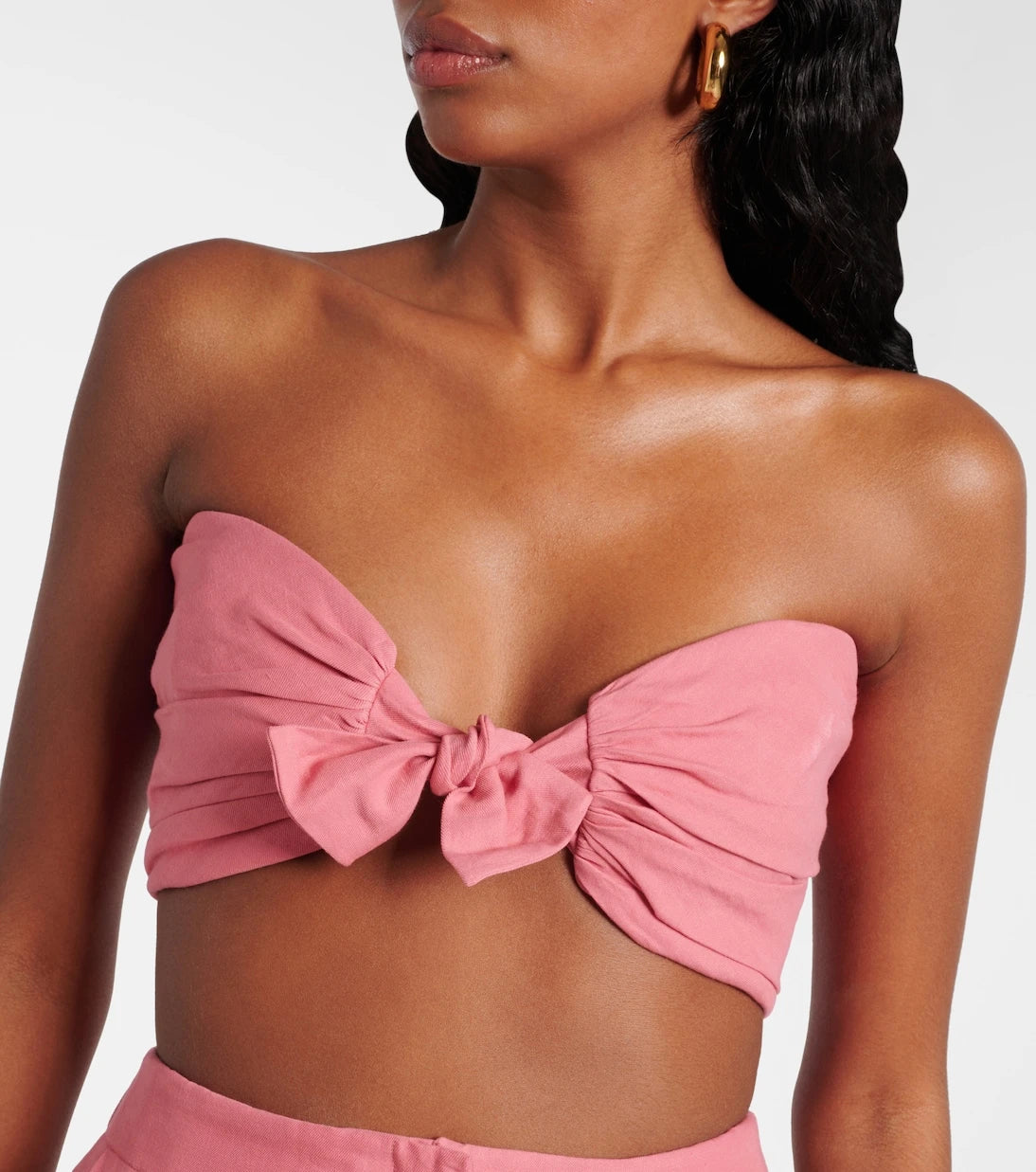 Tove - Awa linen and cotton-blend bra top