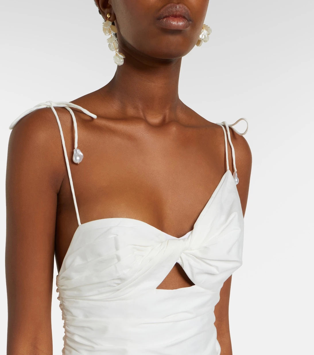 Self-Portrait - Gathered cotton-blend maxi dress