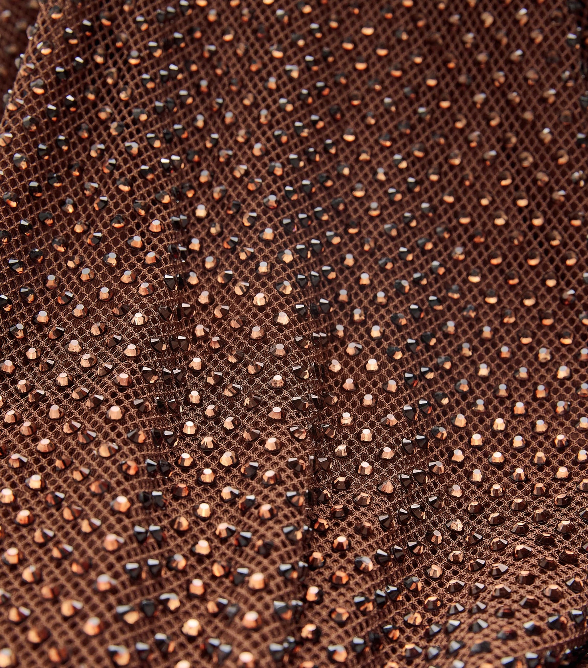 Self-Portrait Brown Mesh Rhinestone-Embellished Maxi Dress