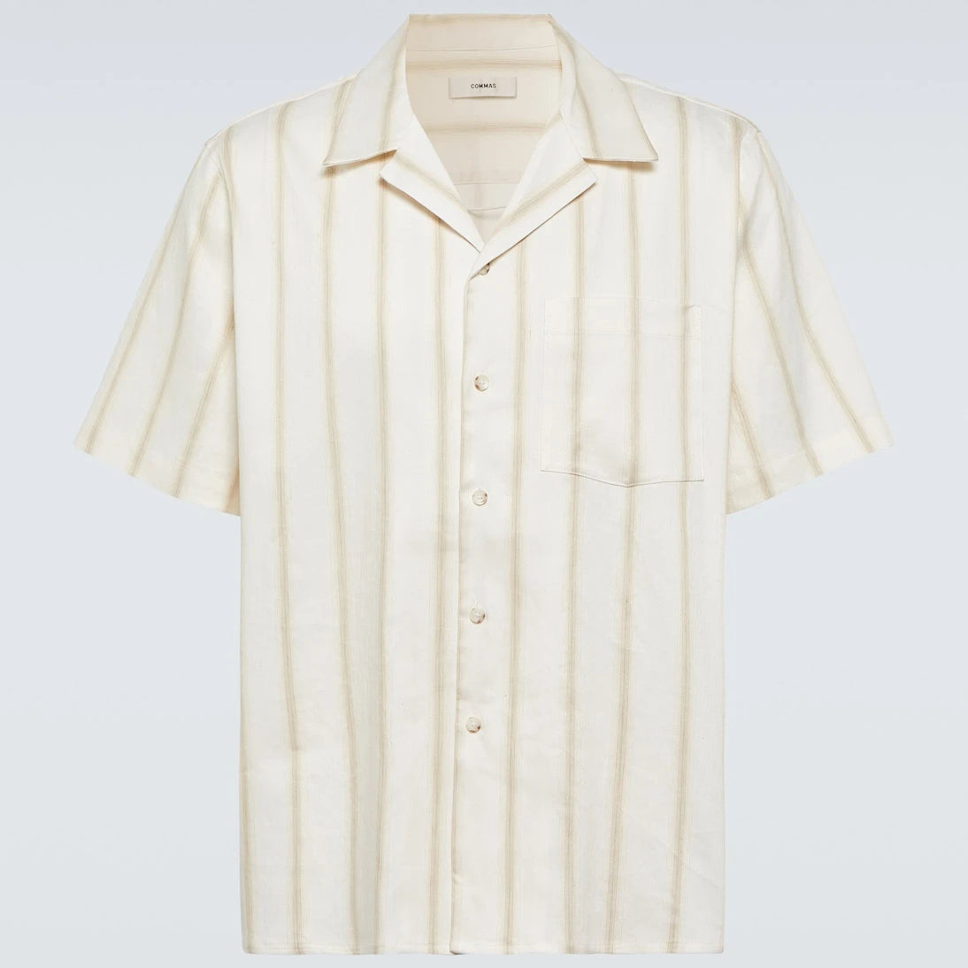 Commas - Striped linen-blend bowling shirt