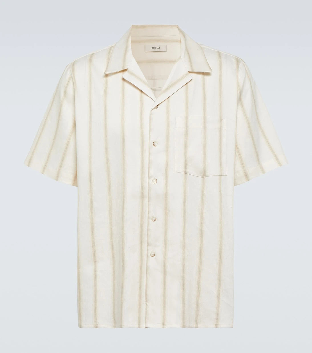 Commas - Striped linen-blend bowling shirt