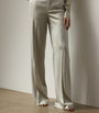 Ivory Satin Wide-Leg Trousers