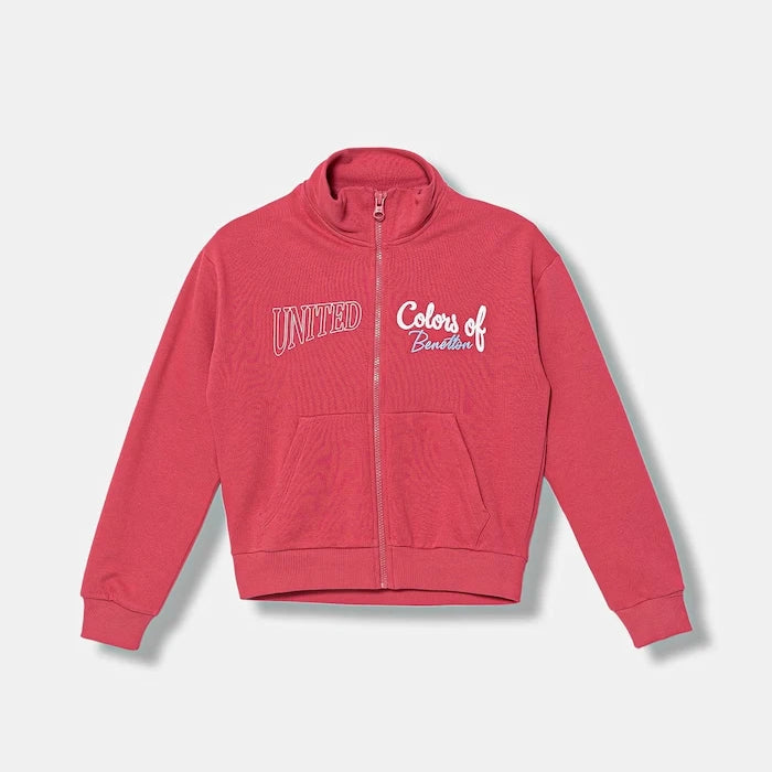 United Colors of Benetton Pamuklu Çocuk Fermuarlı Sweatshirt