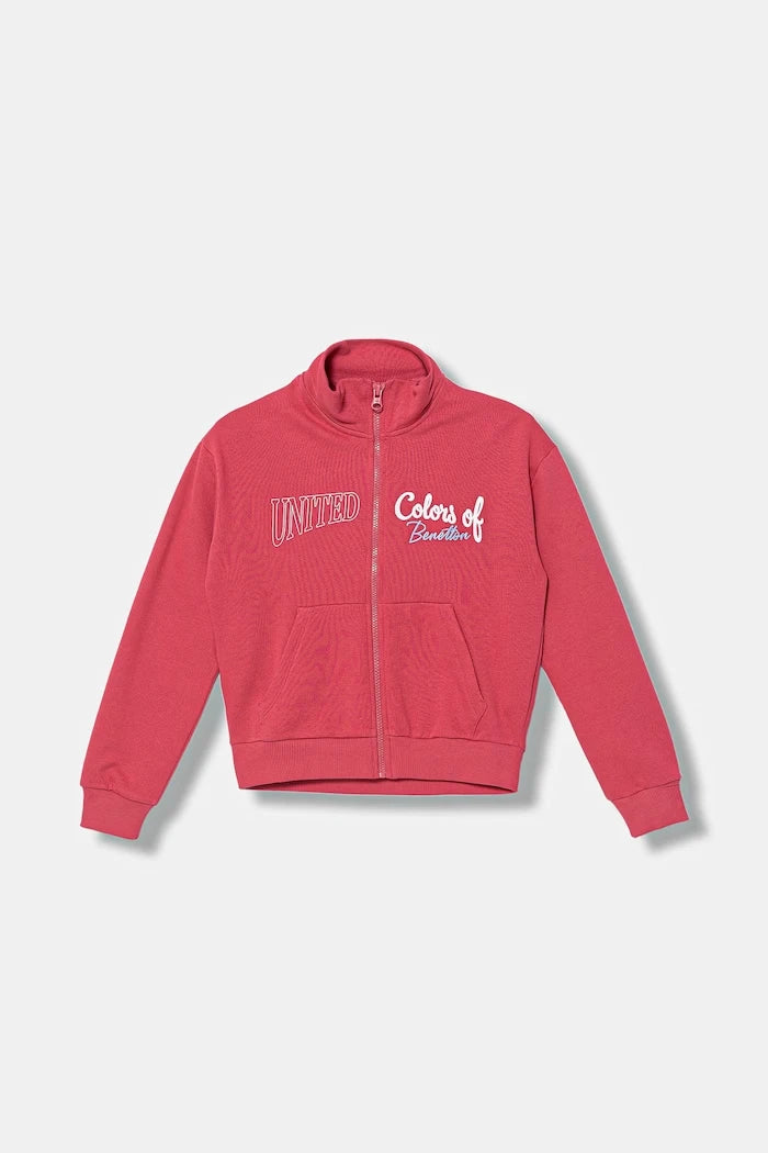 United Colors of Benetton Pamuklu Çocuk Fermuarlı Sweatshirt