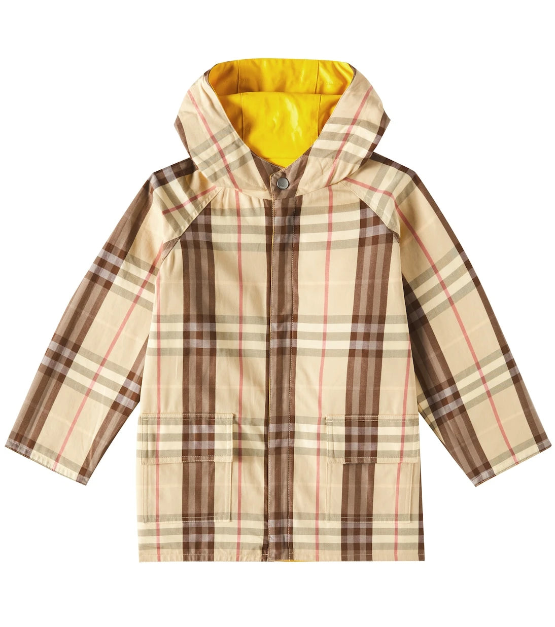 Burberry Kids - معطف واقٍ من المطر قطني بوجهين بنقشة مربعات بربري