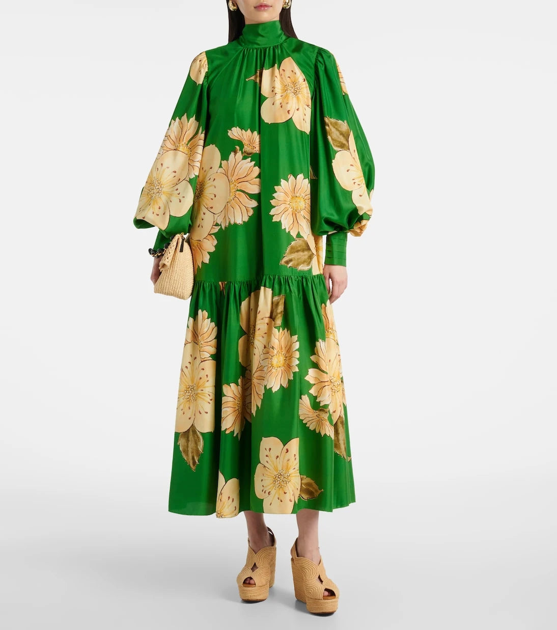 Alémais - Sage floral silk midi dress