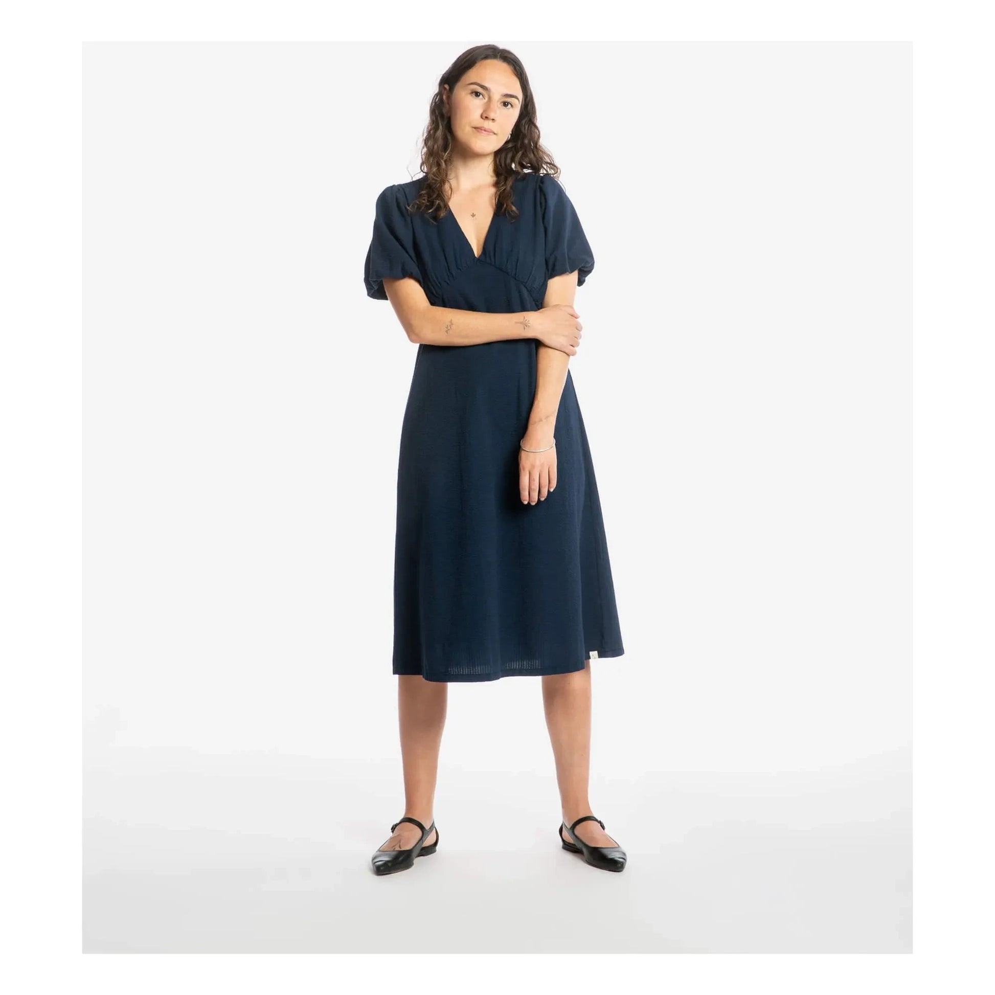 Matona - Mi-Long Organic Cotton Dress | Navy blue