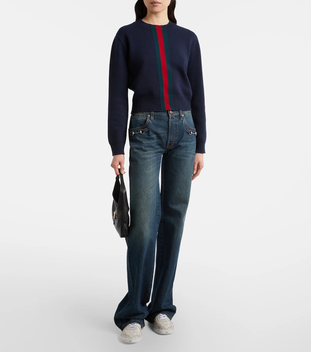 Gucci - Stretch GG Web Stripe leather sneakers