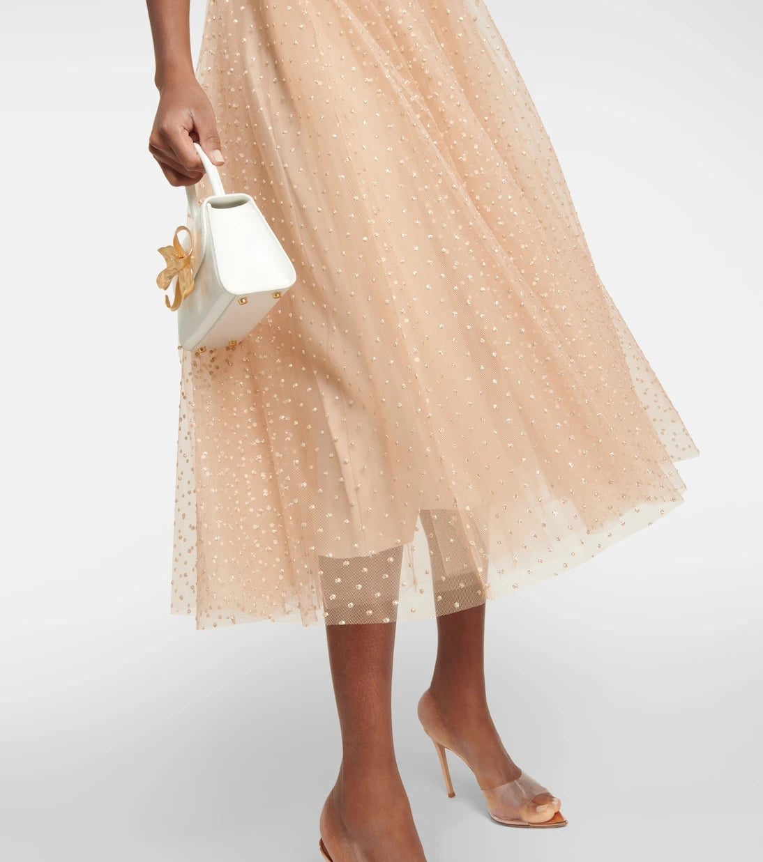 Monique Lhuillier - Dotted tulle midi dress