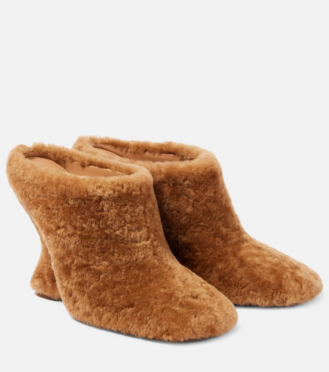 Dries Van Noten - Shearling wedge mules