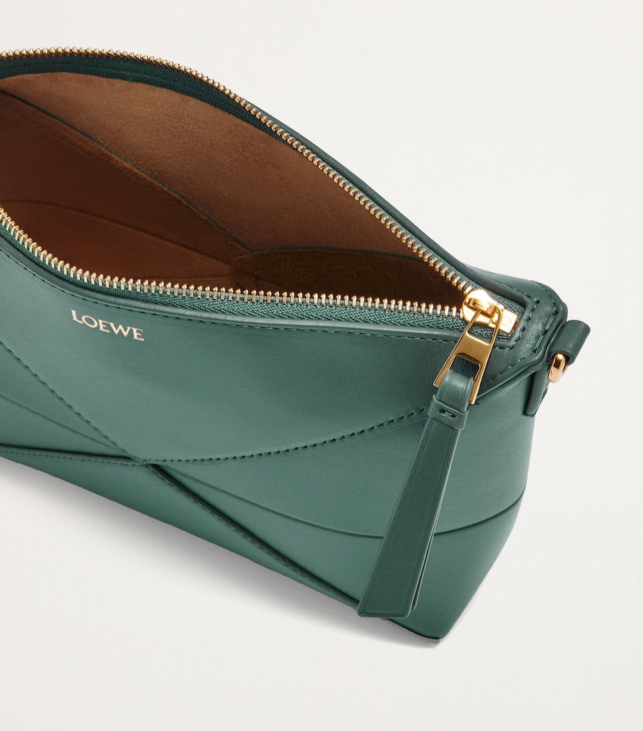 LOEWE Green Leather Puzzle Pouch Bag