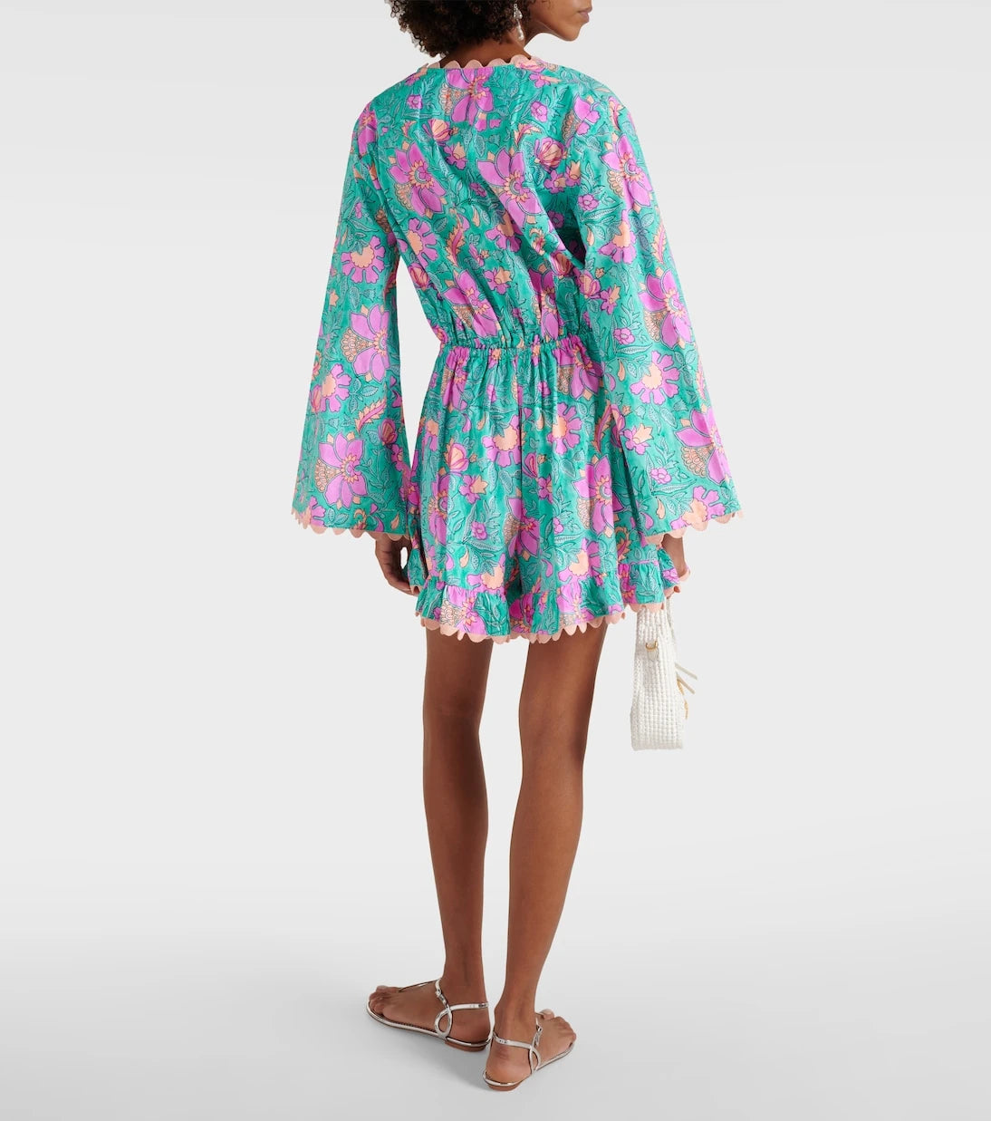 Juliet Dunn - Colorblocked cotton poplin romper