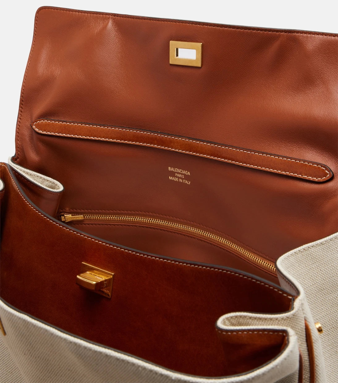 Balenciaga - Rodeo Medium leather-trimmed canvas top-handle bag