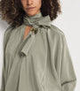 Max Mara Green Silk Tie-Neck Blouse