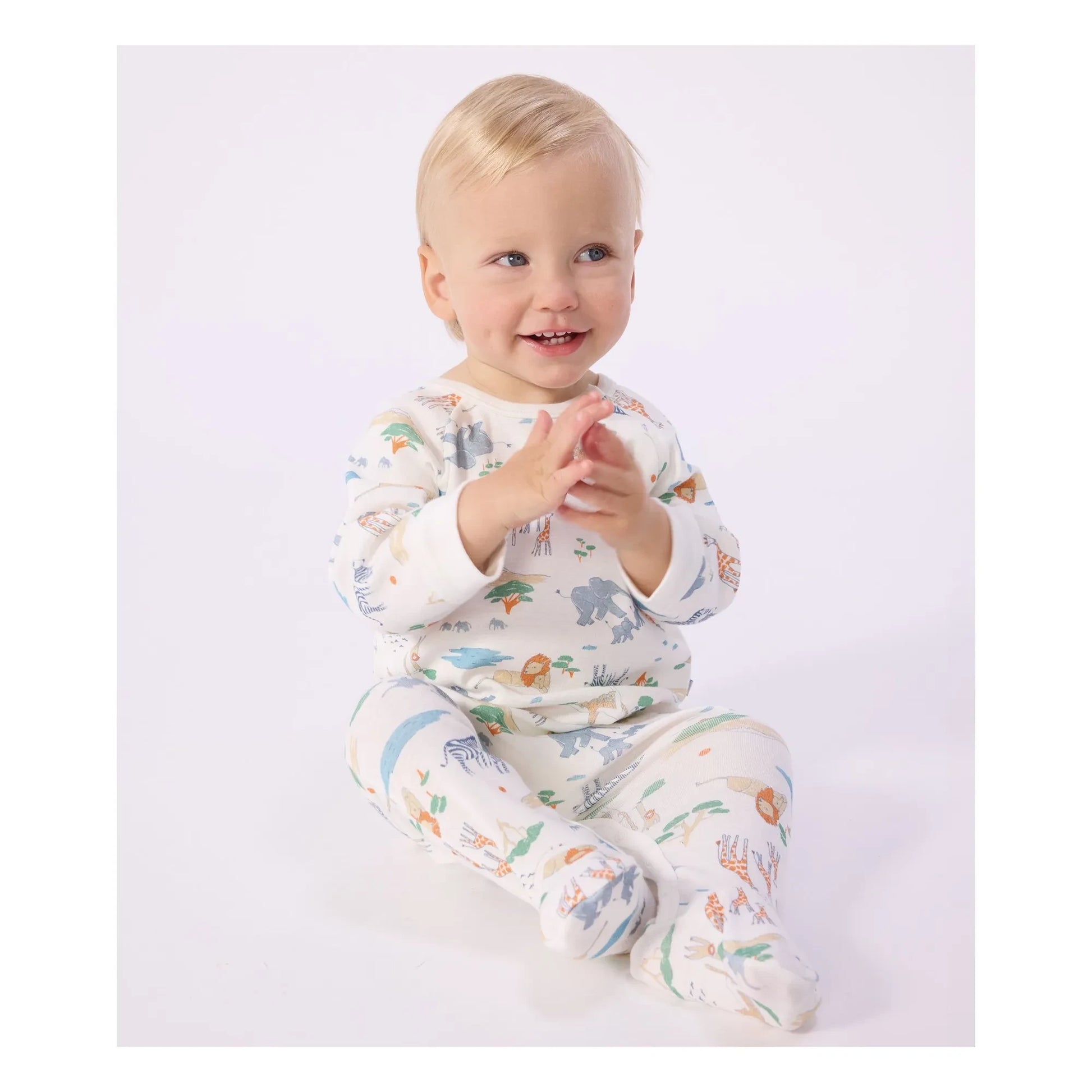 Petit Bateau - Dors Bien Zip Savane pyjamas | White