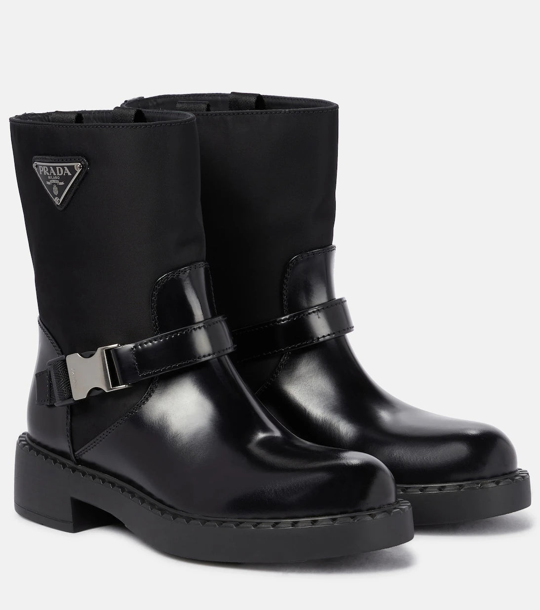 Prada - Re-Nylon and leather ankle boots