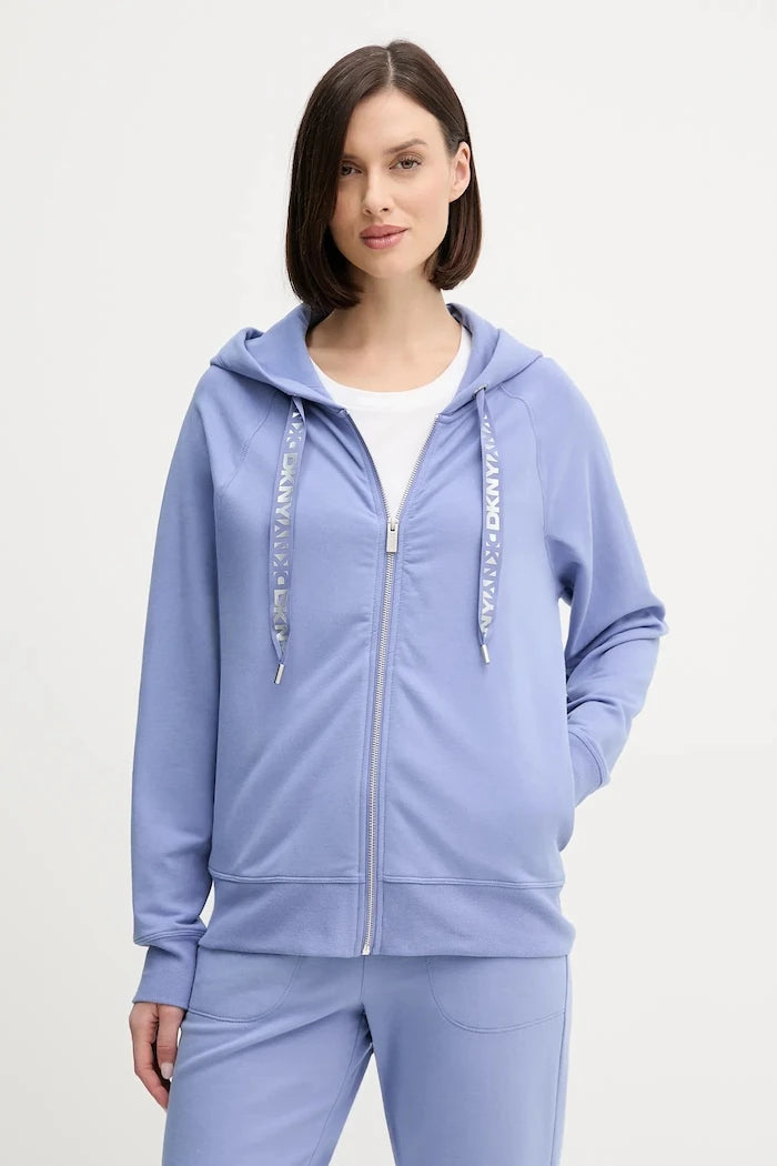 DKNY kadın pamuklu kapüşonlu fermuarlı sweatshirt