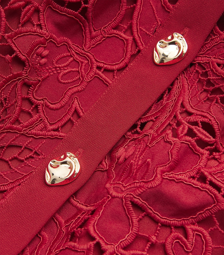 Self-Portrait Burgundy Lace Belted Mini Dress