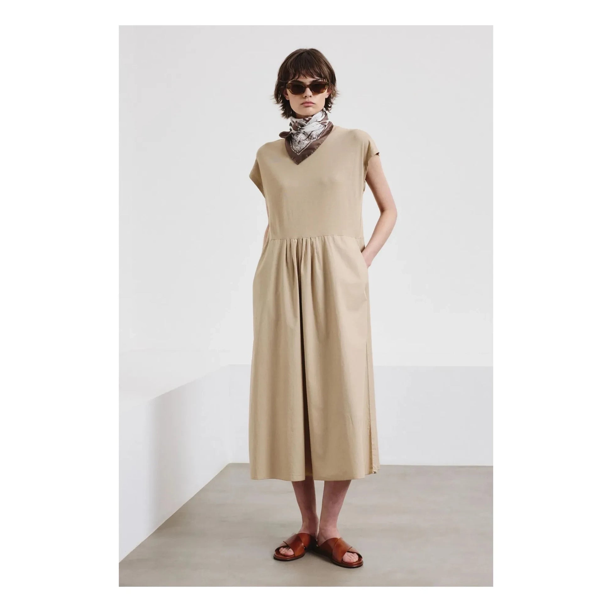 Pomandère - Cotton Jersey Dress | Beige
