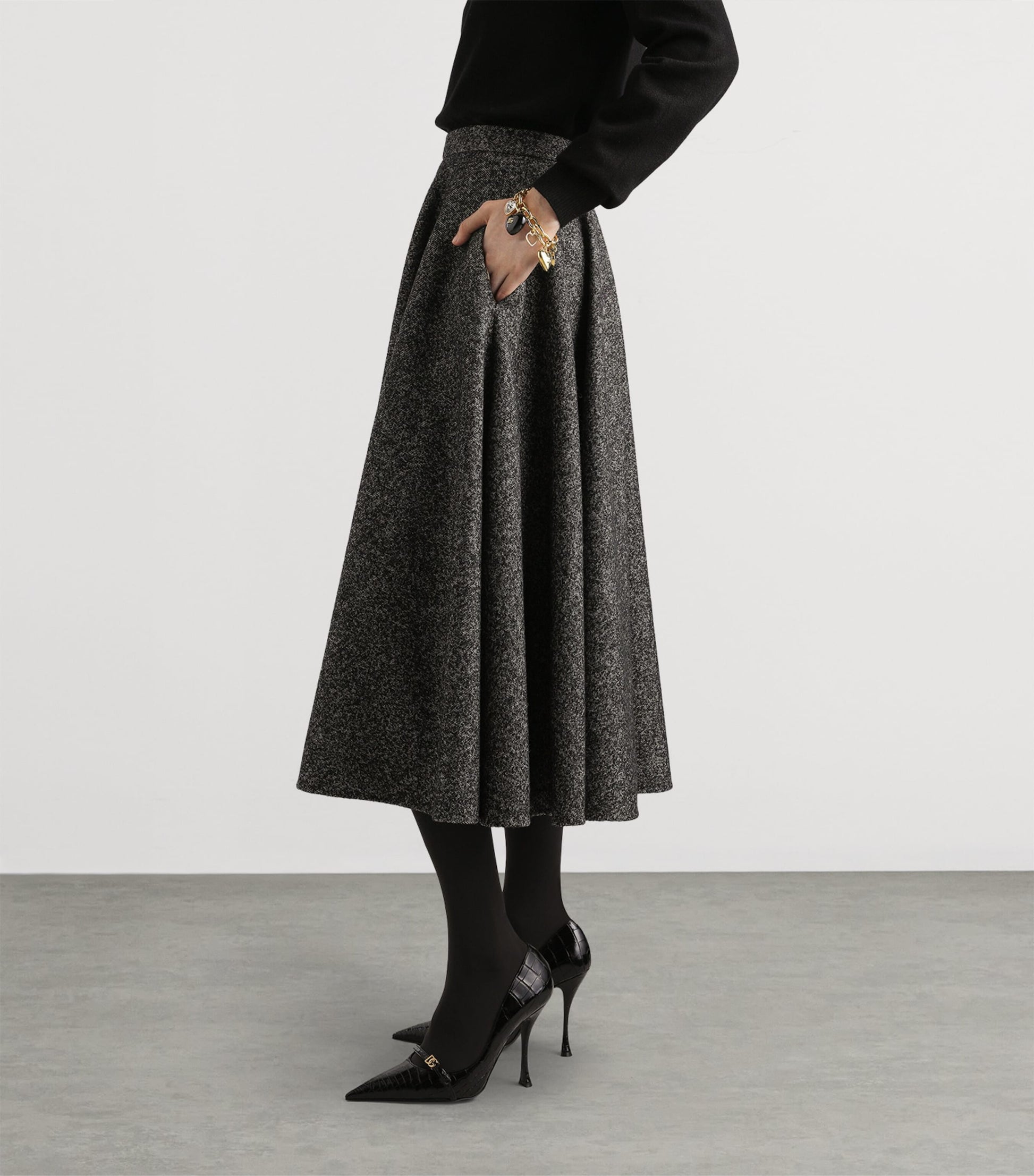 Dolce & Gabbana Multi Wool-Blend Midi Skirt