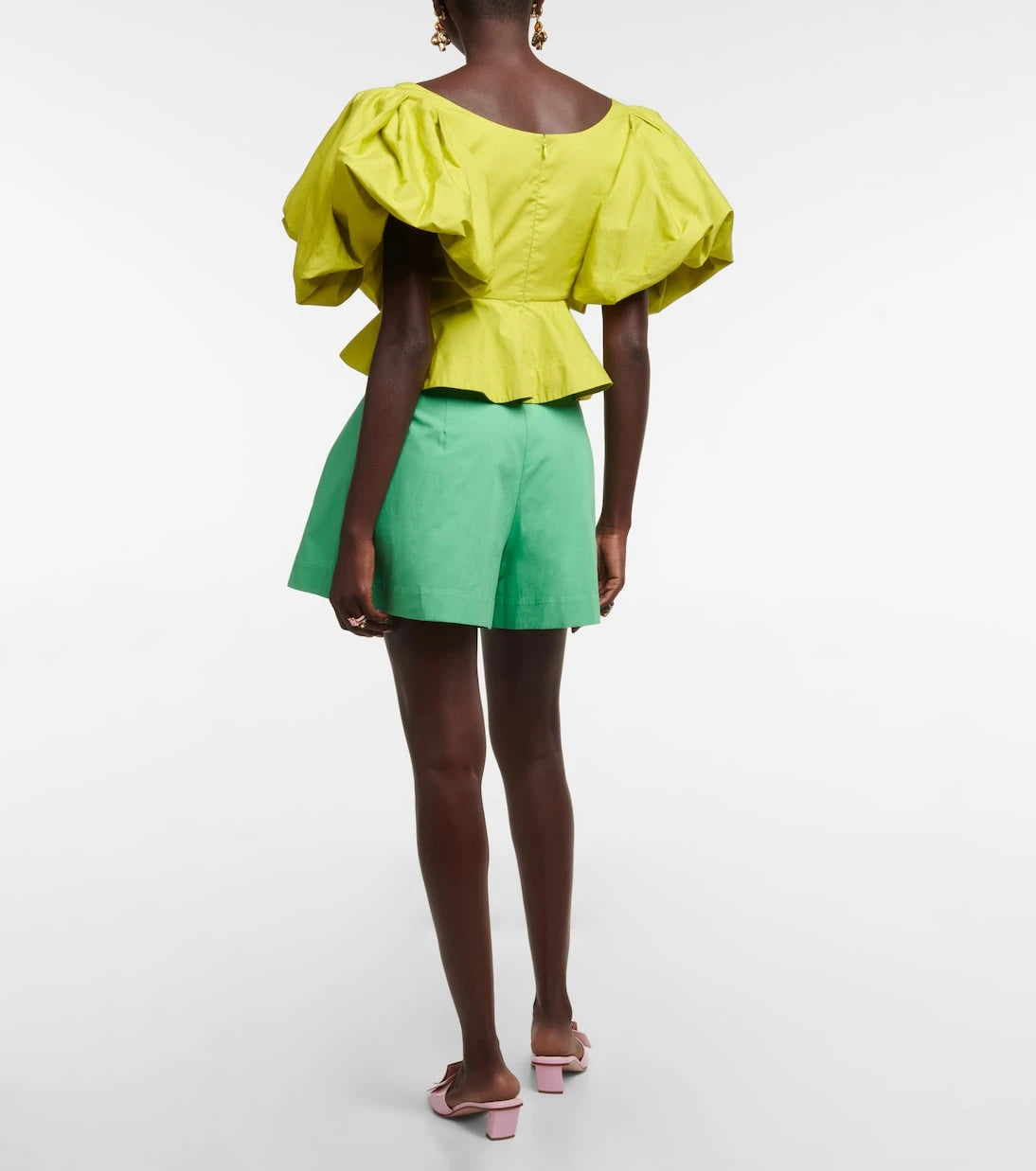 Oscar de la Renta - Peplum cotton crop top
