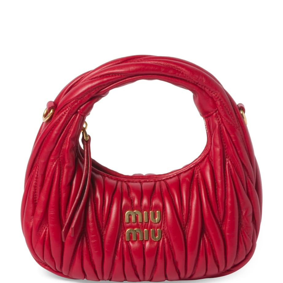 Red Mini Leather Matelassé Wander Top-Handle Bag