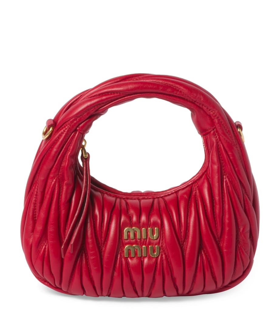 Red Mini Leather Matelassé Wander Top-Handle Bag