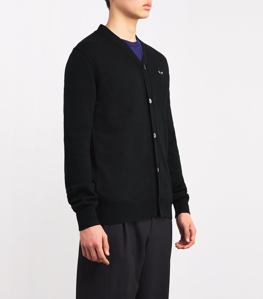 Comme Des Garçons Play Black Wool Heart Cardigan