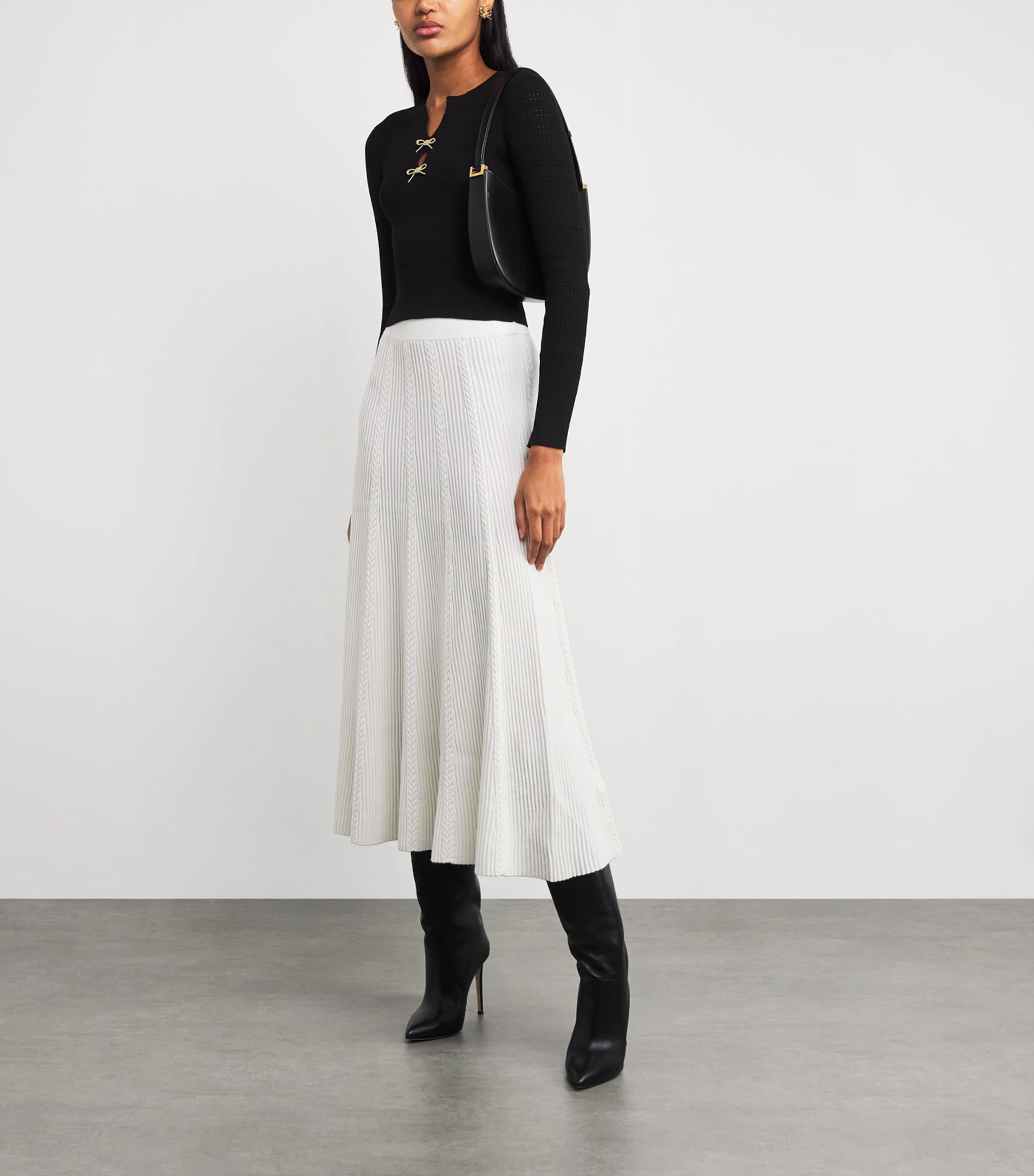 Claudie Pierlot Black Bow-Embellished Cut-Out Sweater