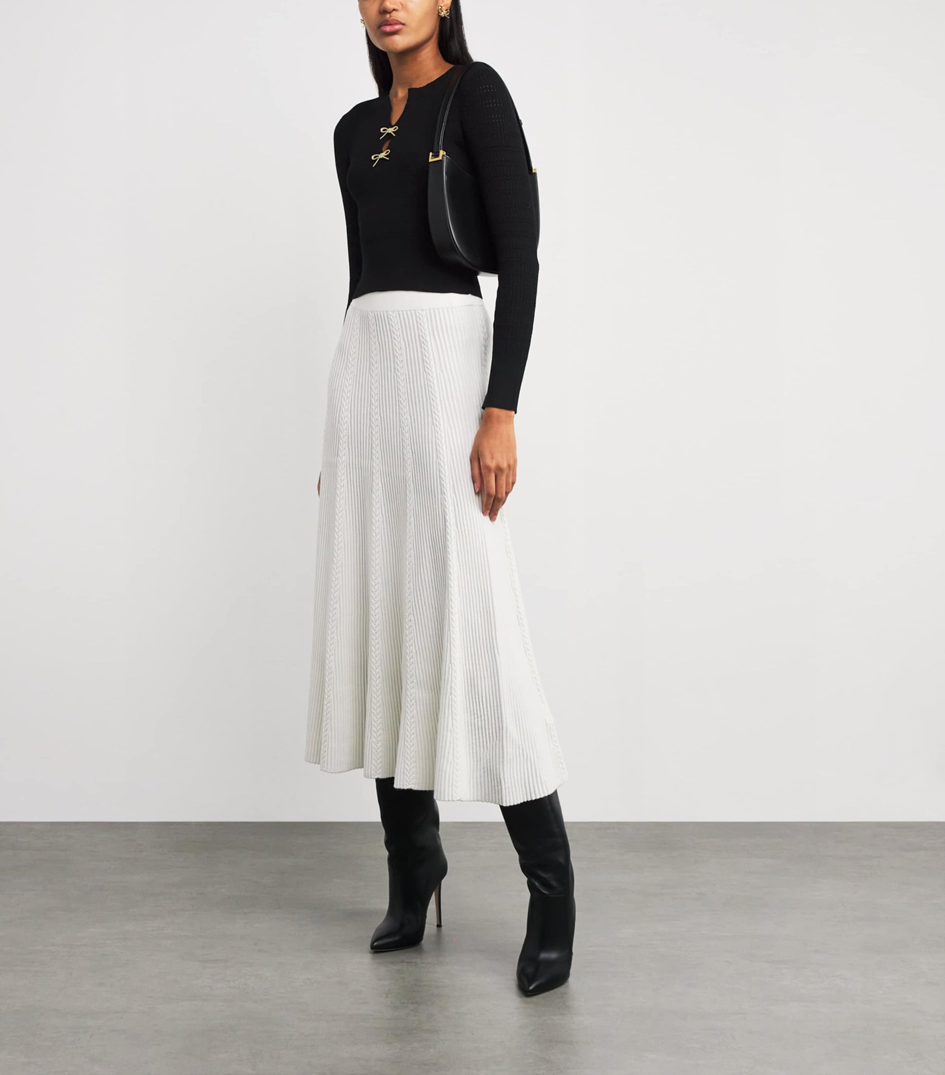 Claudie Pierlot Black Bow-Embellished Cut-Out Sweater