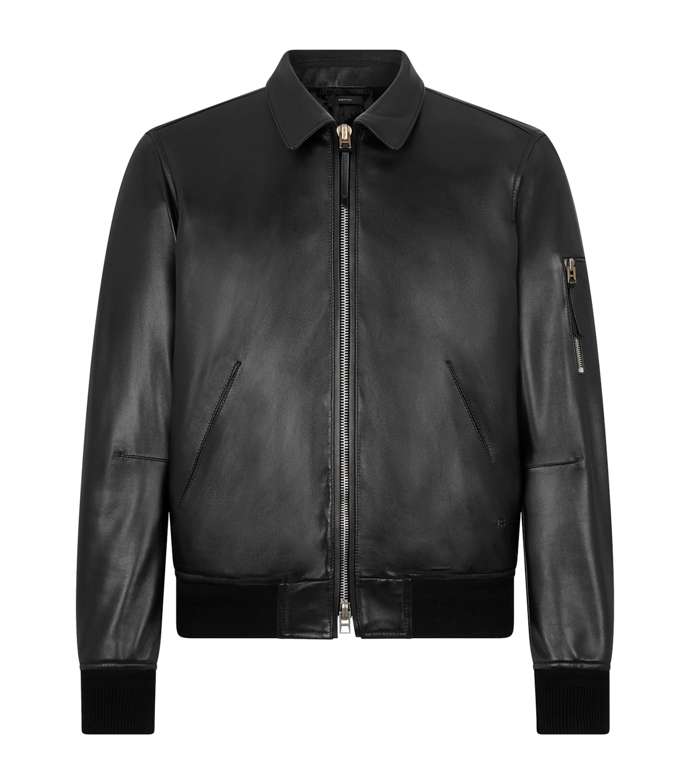 TOM FORD Black Leather Bomber Jacket