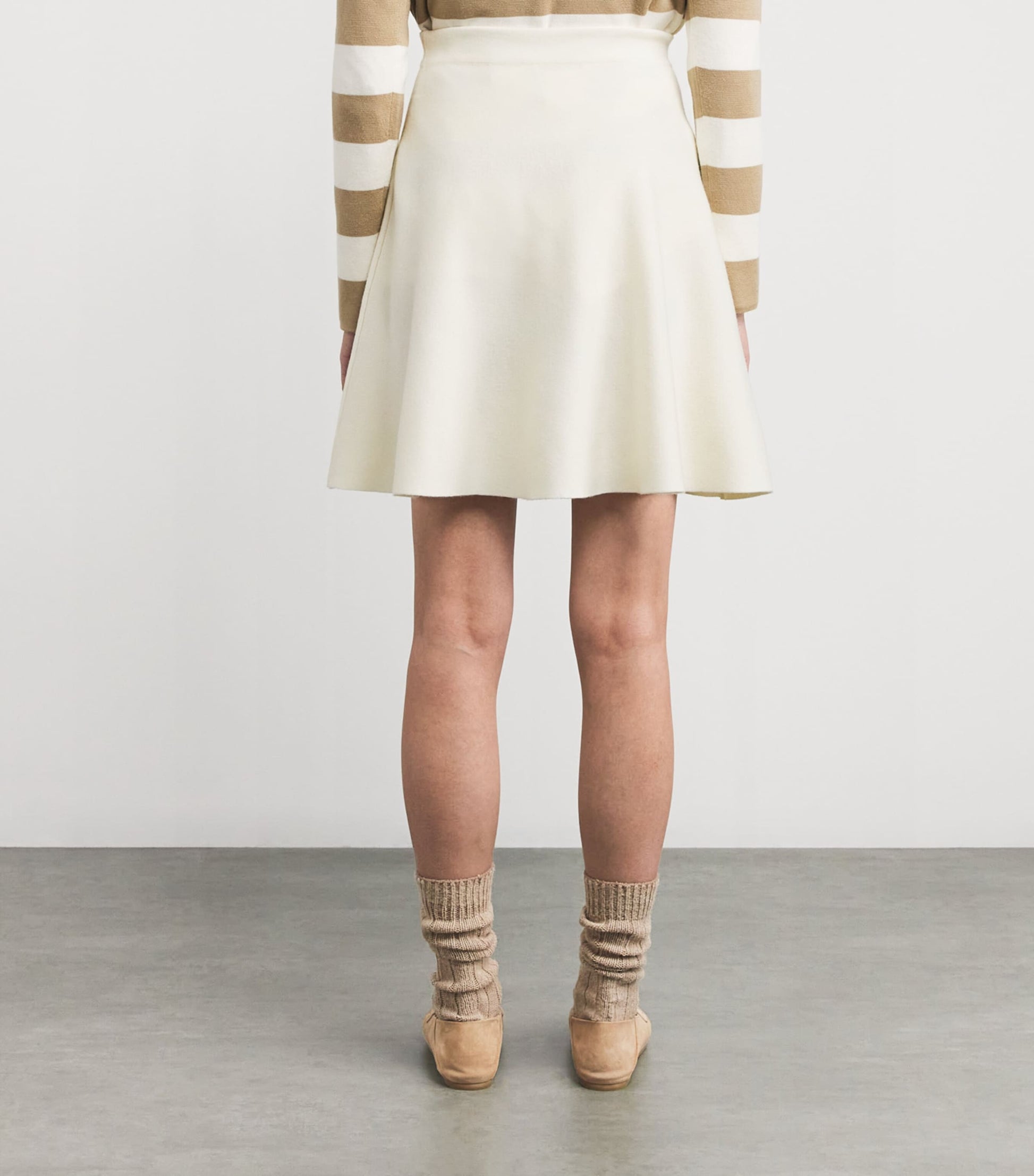 White Virgin Wool Knit Midi Skirt