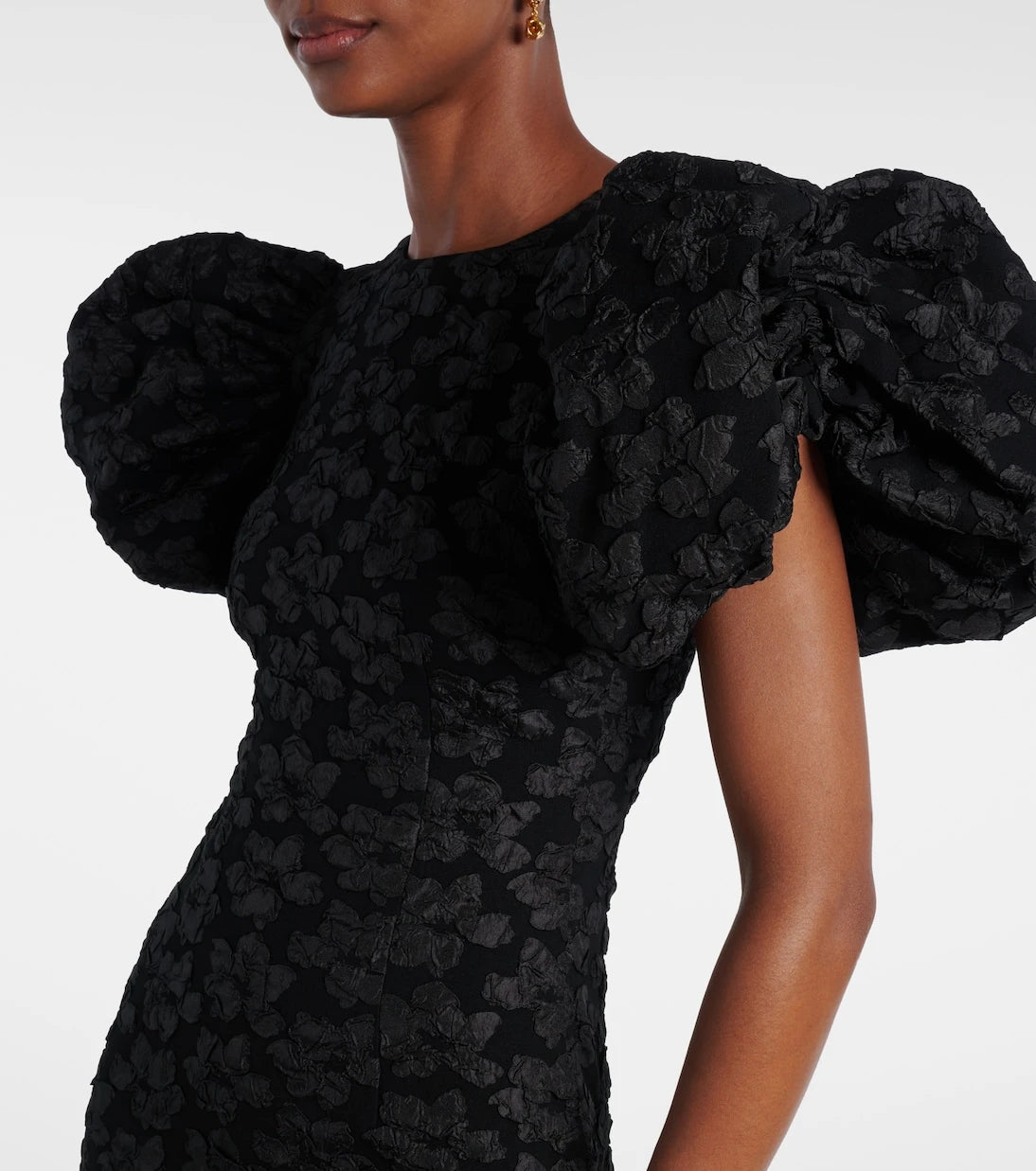 Rotate - Floral jacquard puff-sleeve midi dress