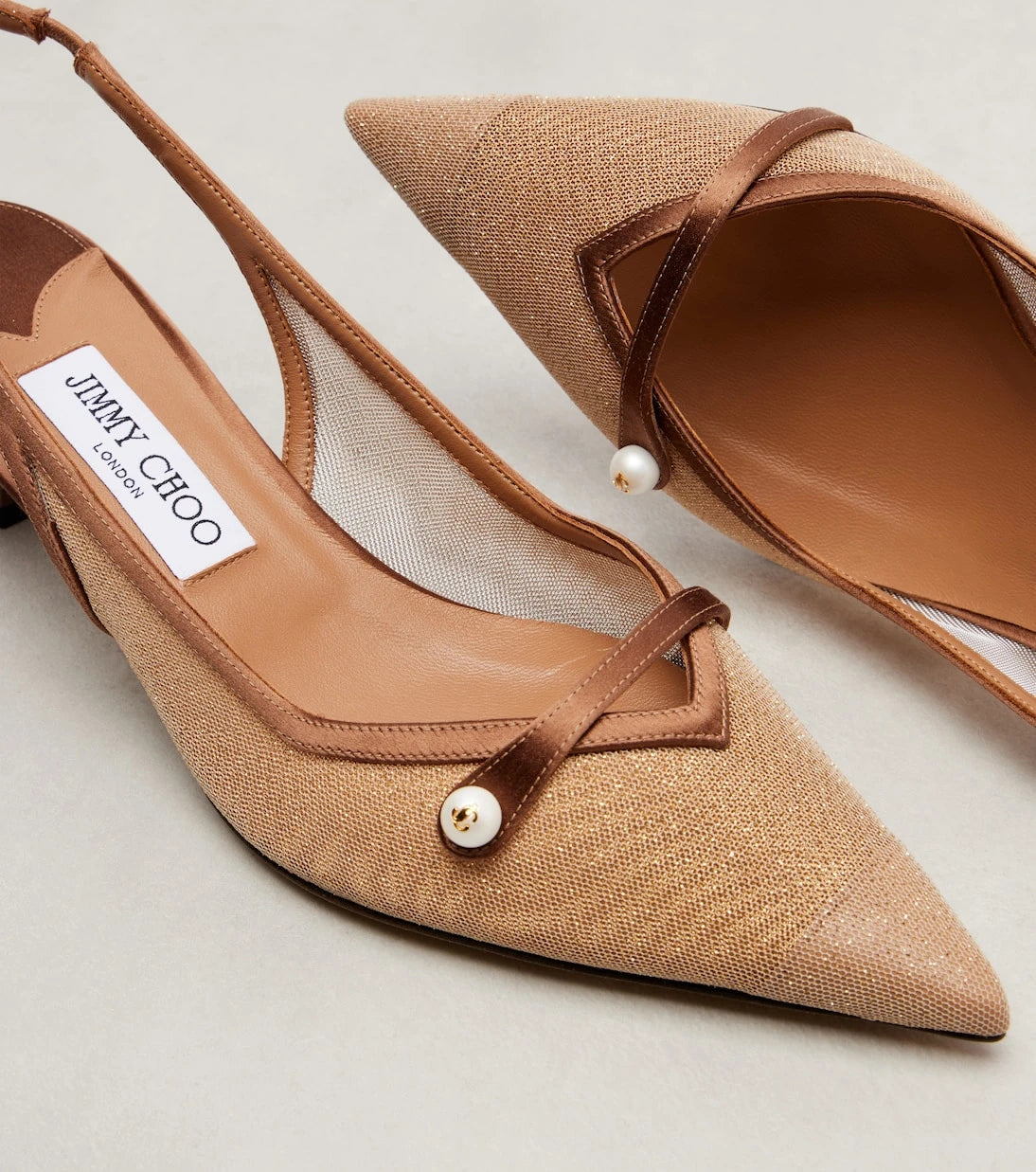 Jimmy Choo - Amita 45 leather-trimmed slingback pumps