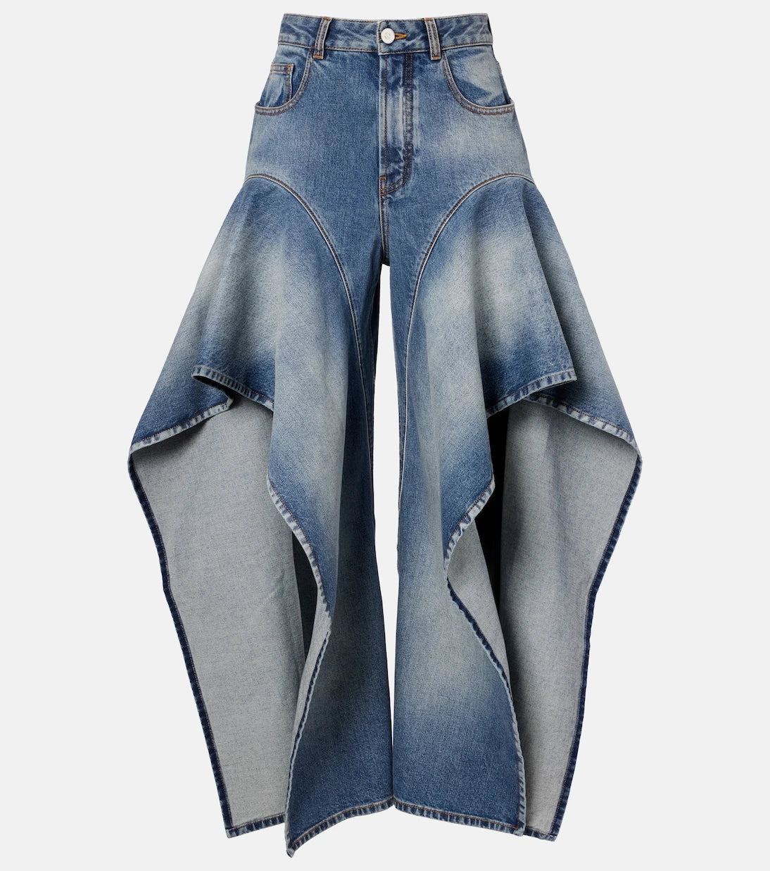 Alaïa - Ruffled wide-leg jeans