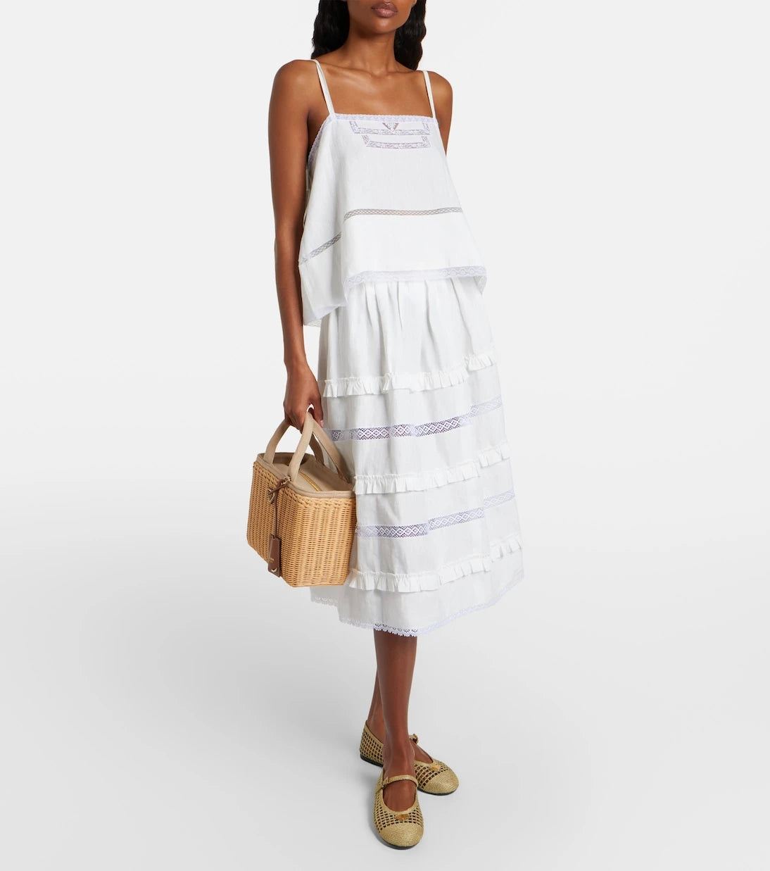 Prada - Medium wicker and canvas tote bag