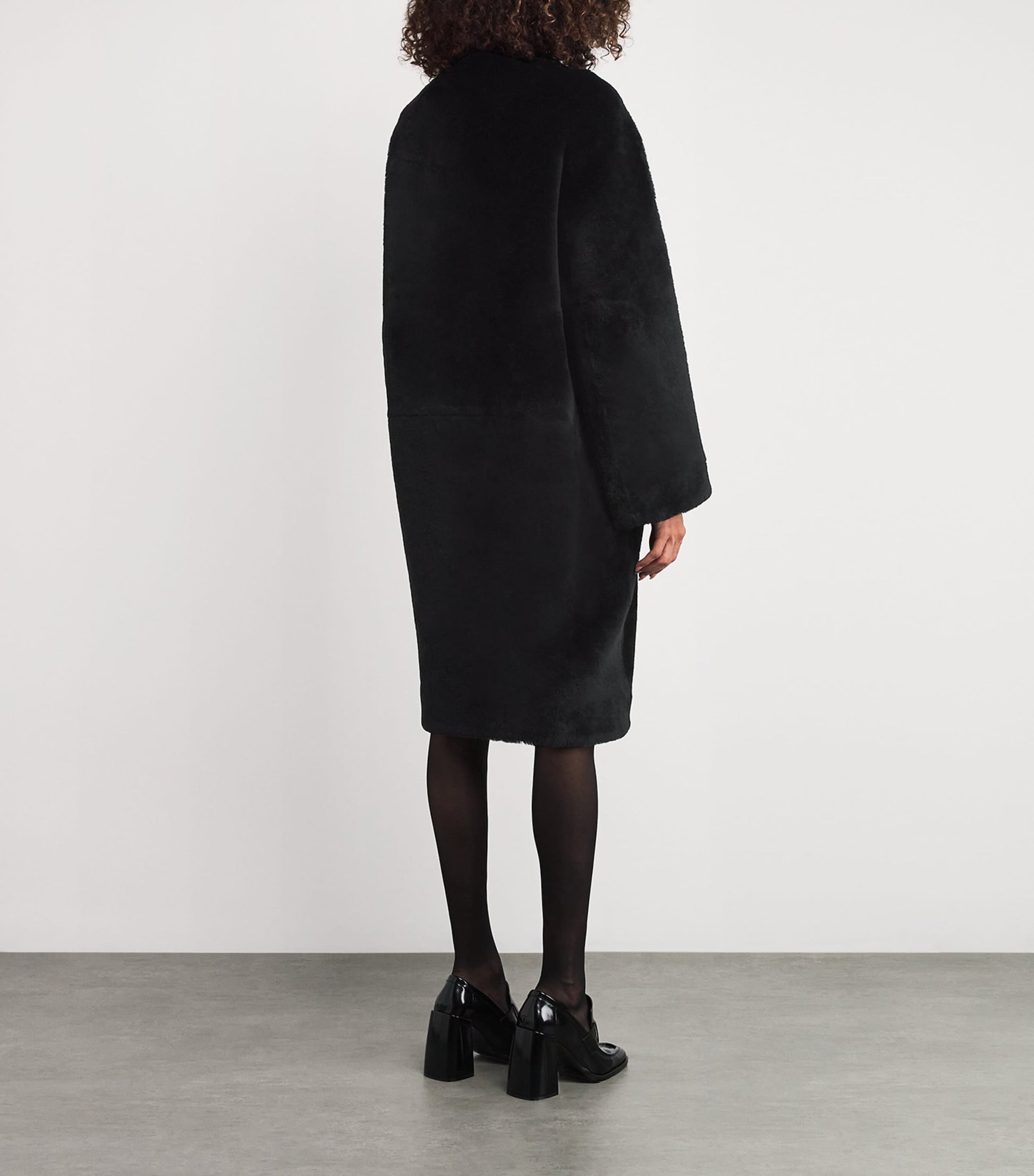 Toteme Black Shearling Collarless Coat