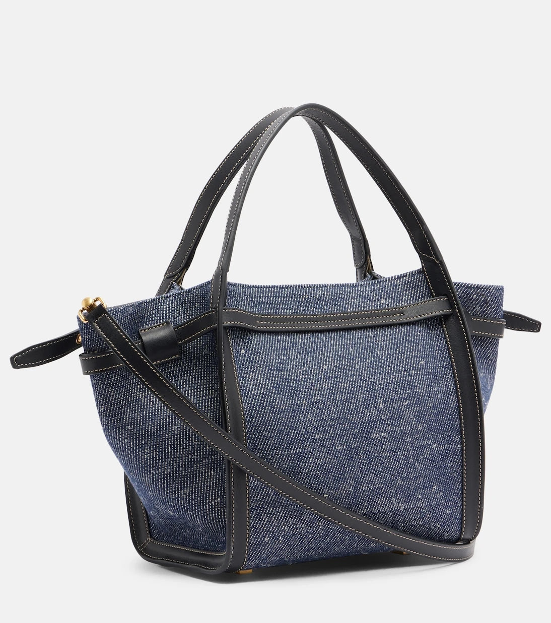Tod's - Tim Small leather-trimmed denim tote bag
