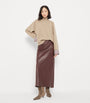 Brunello Cucinelli Red Nappa Leather Column Maxi Skirt