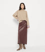 Brunello Cucinelli Red Nappa Leather Column Maxi Skirt
