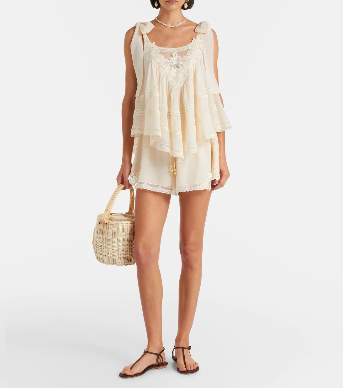 Zimmermann - Awaken lace-trimmed cotton and silk top
