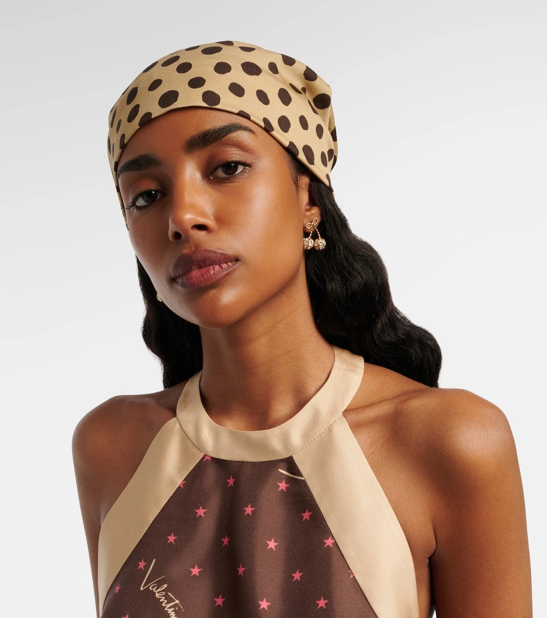 Valentino - Polka-dot cotton and silk head wrap