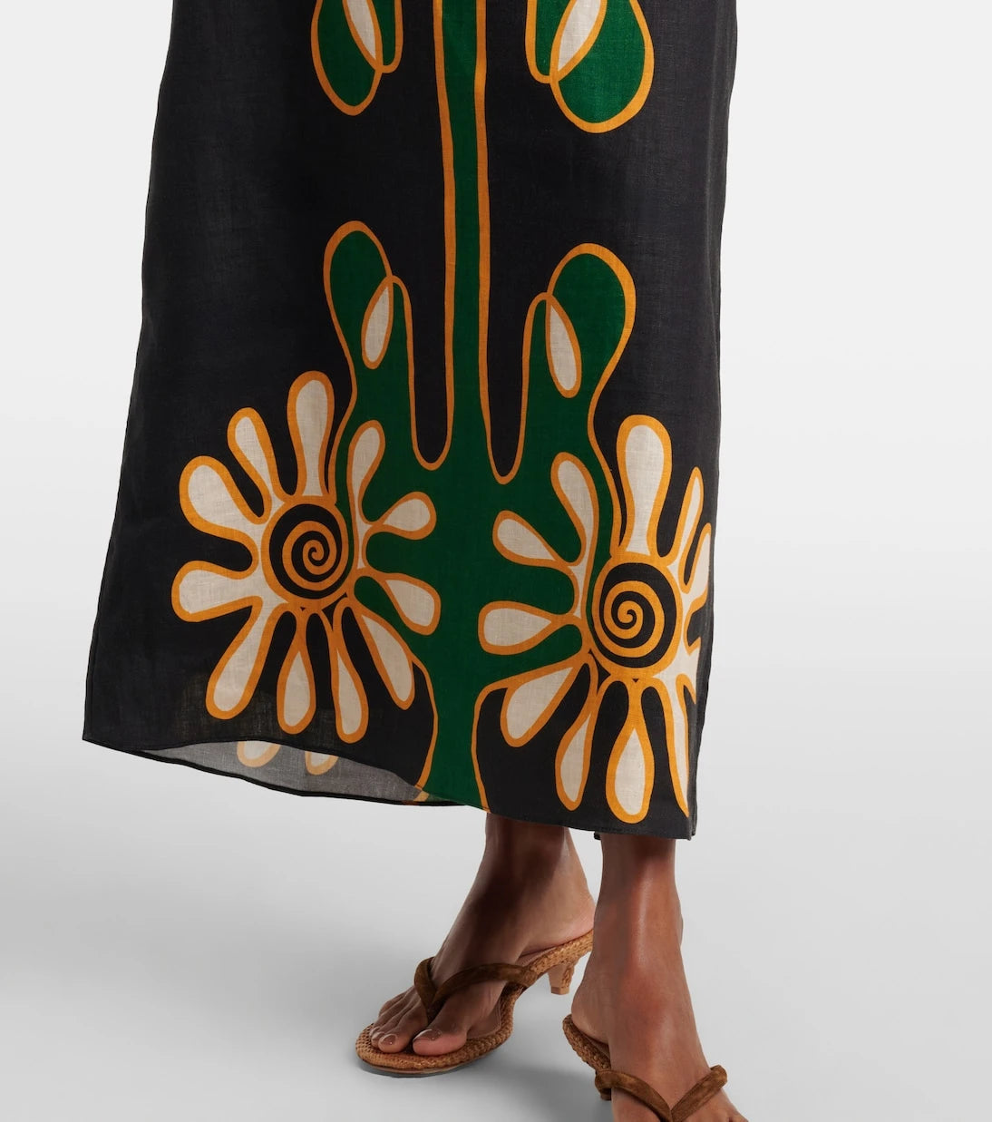 Cala de la Cruz - Celina printed linen midi skirt