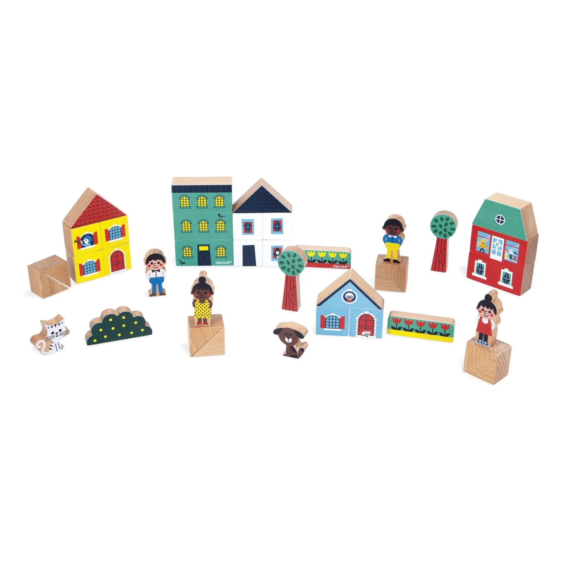 Janod - City wooden blocks set - Cross Roads