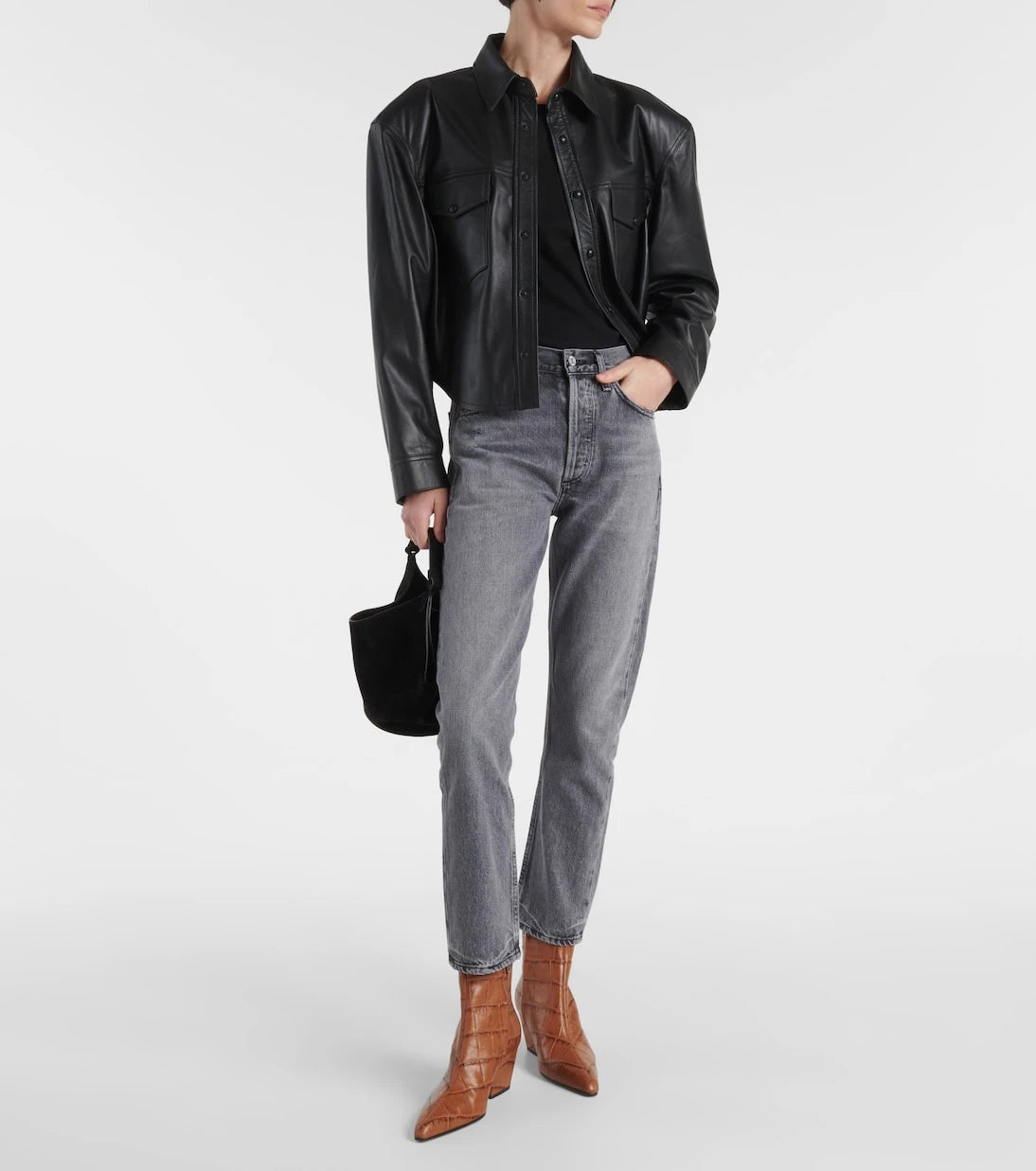 Paris Texas - Jane croc-effect leather knee-high boots
