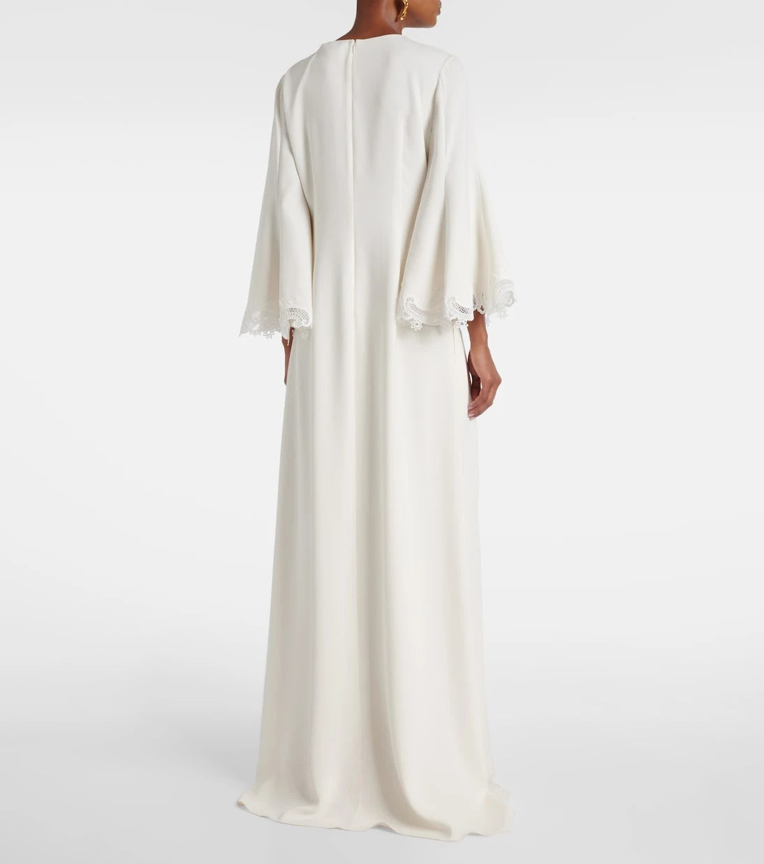 Oscar de la Renta - Lace-trimmed silk-blend georgette kaftan