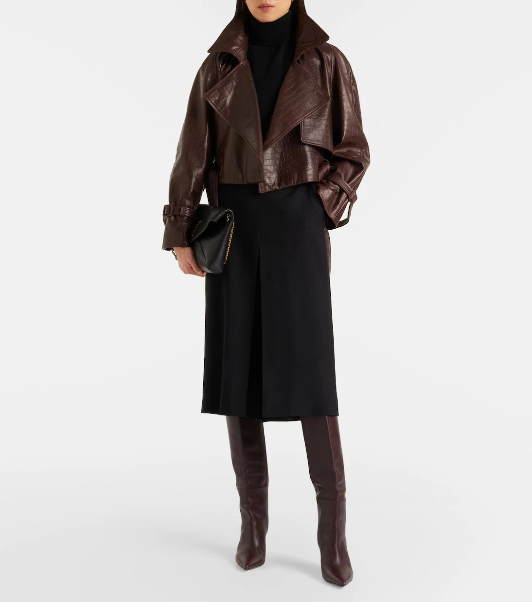 Nour Hammour - Hatti croc-effect leather jacket