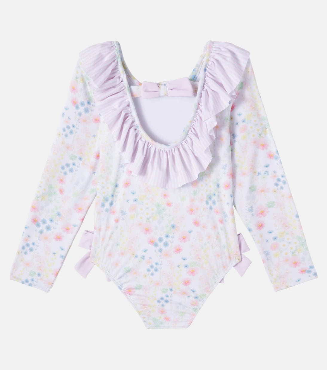 Patachou - Bow-detail floral ruffled swimsuit